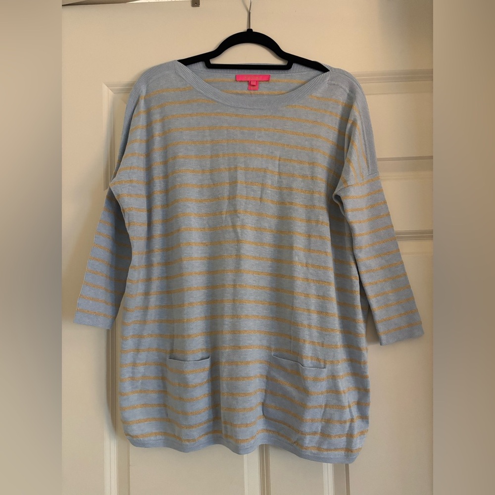 Lilly Pulitzer Cobo Sweater - Blue and metallic stripe